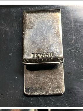 Vintage Fossil Silver-Tone Brushed Metal Money Clip